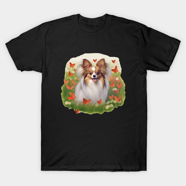 Cute Papillon & Butterflies Dog Sticker T-Shirt by candiscamera